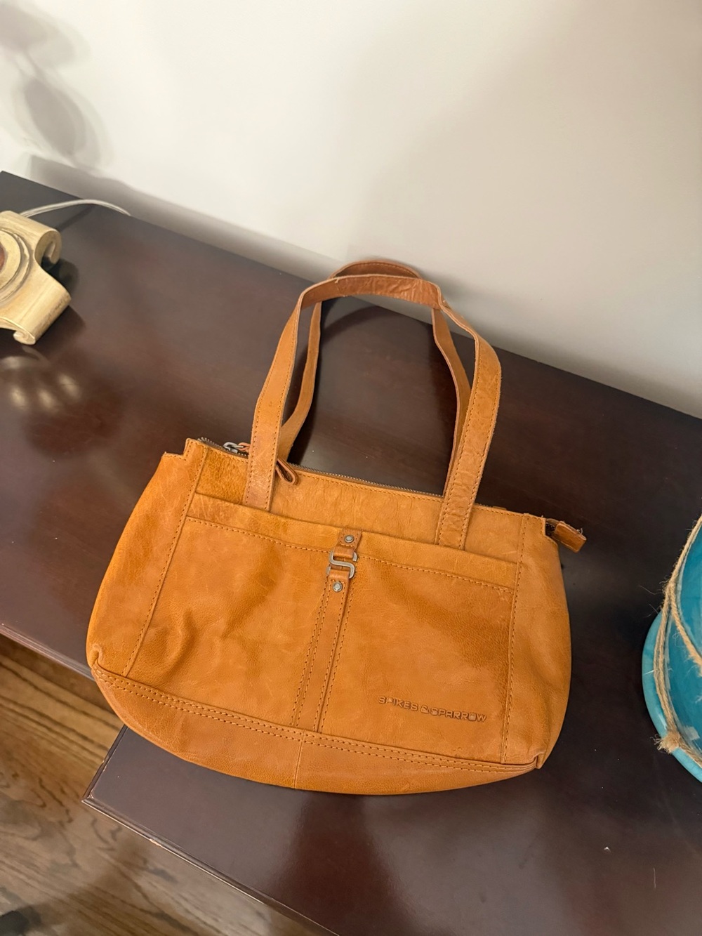 Spikes & Sparrow Brown Leather Handbag